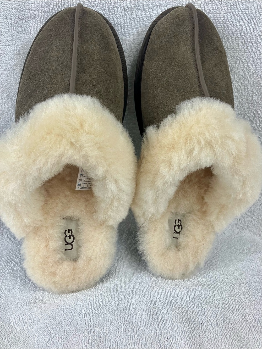 UGG Women's Slip-On Sheepskin Slipper - Olive Suede with Cream Fur